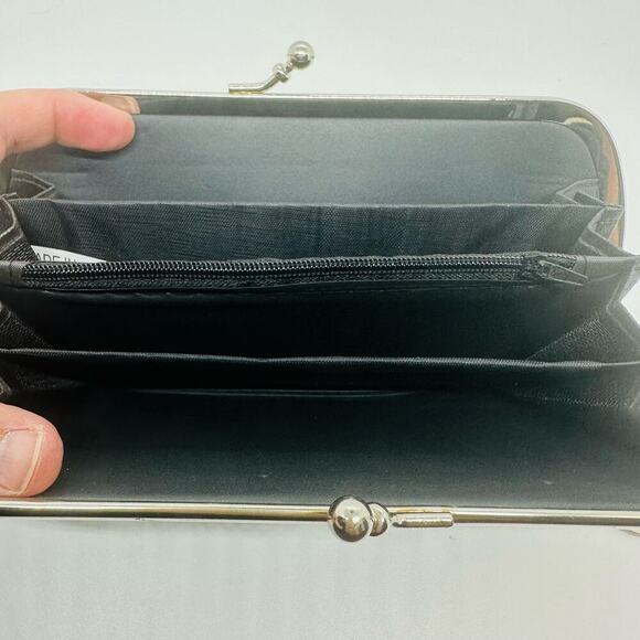 NWT Perfect Image Houndstooth Vinyl Green White Patter Snap Closure Wallet - Picture 4 of 7